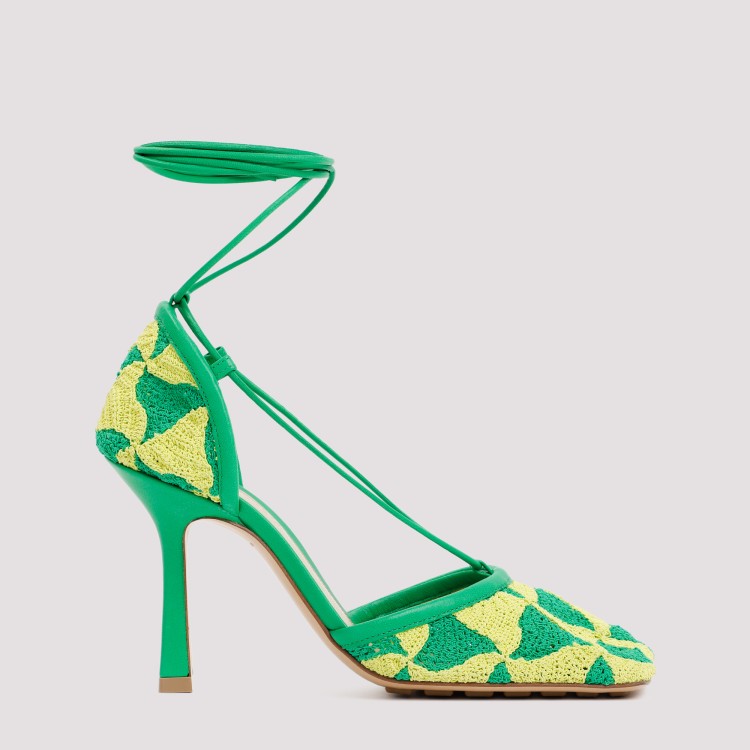Bottega Veneta Phantom Crochet Stretch Lace-up Sandals In Green