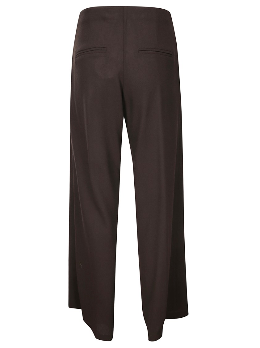 Stefano Mortari Pantalone Crepe Gamba Dritta In Brown