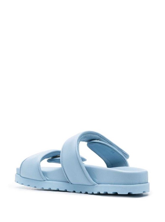 Shop Gia Borghini Light-blue Strap Fastening Sandals In Leather