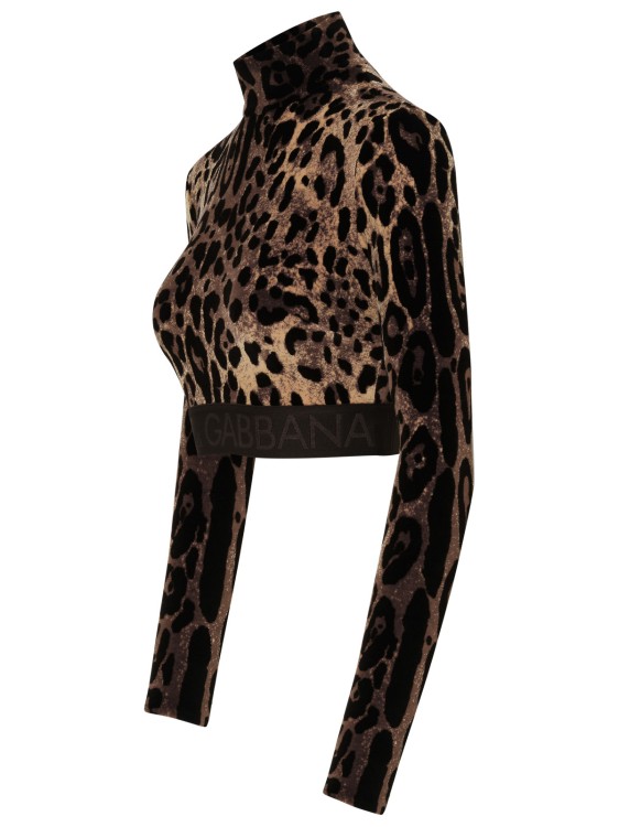 Shop Dolce & Gabbana Leopard Turtleneck In Brown
