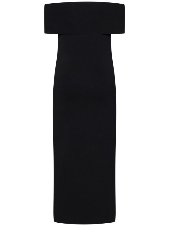 Shop Max Mara Off-the-shoulder Black Knit Midi Dress
