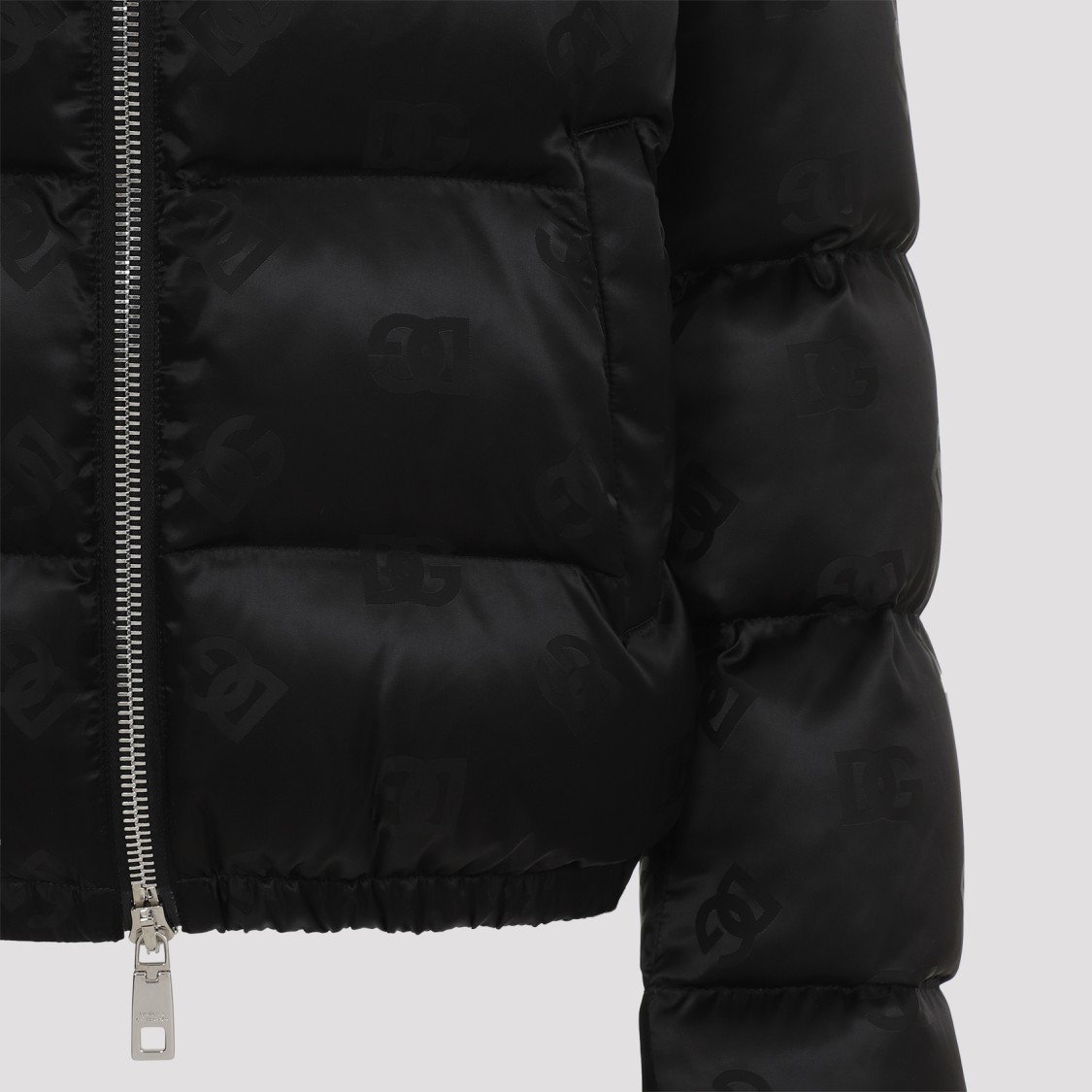 Dolce & Gabbana Monogram-jacquard Puffer Jacket In Black