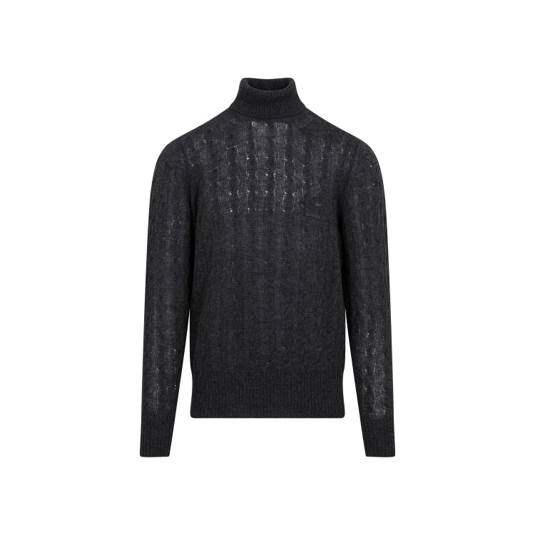 Shop Etro Blue Cashmere Turtleneck Sweater In Black