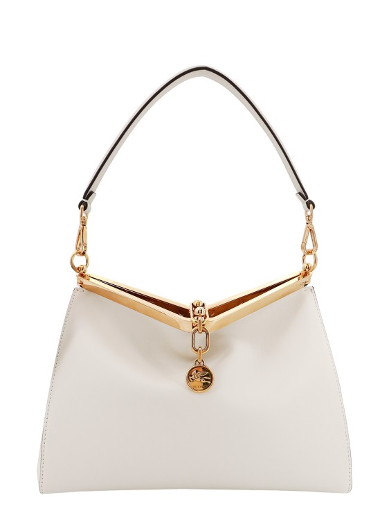 Etro Leather Shoulder Bag With Pegaso Charm In White
