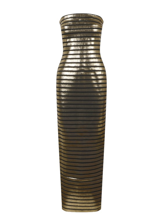 Shop Balmain Metallic Striped Maxi Dress