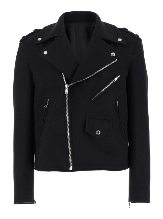 Shop Balmain Iker Jacket With Zip In Black Wool