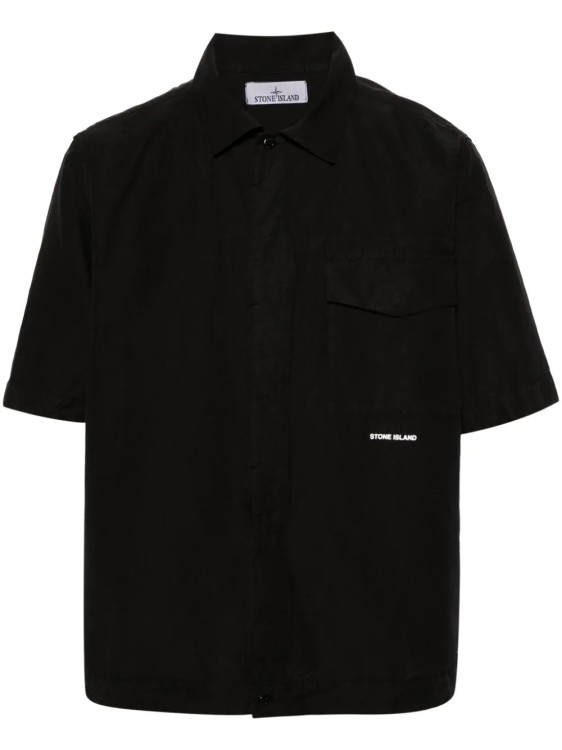 Stone Island Logo-print Short-sleeve Shirt In Black