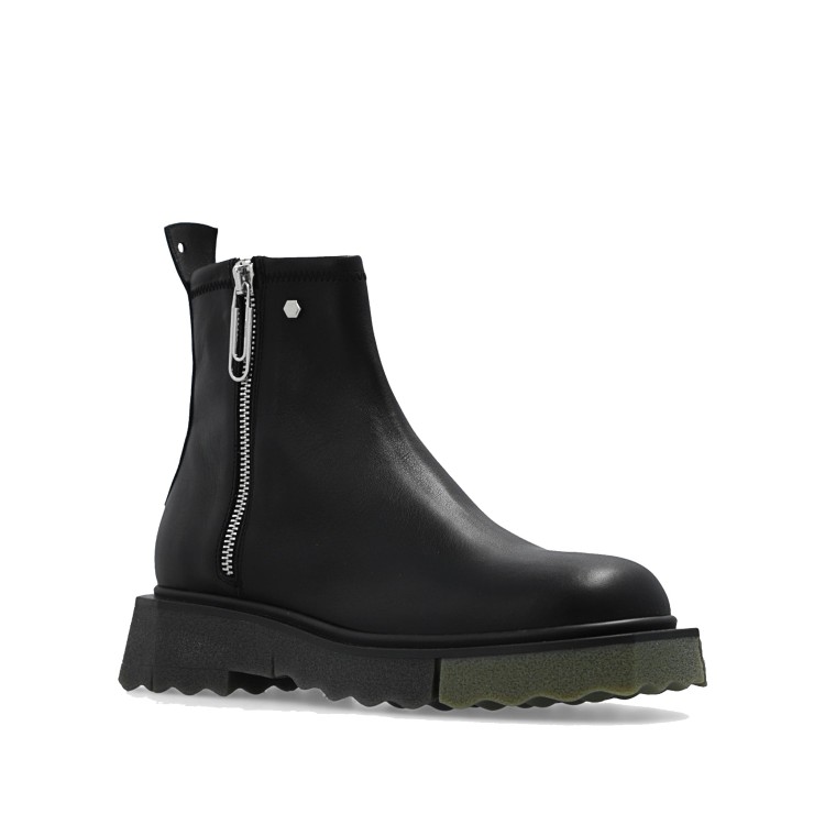 Shop Off-white Ankle Leather Boots In Black