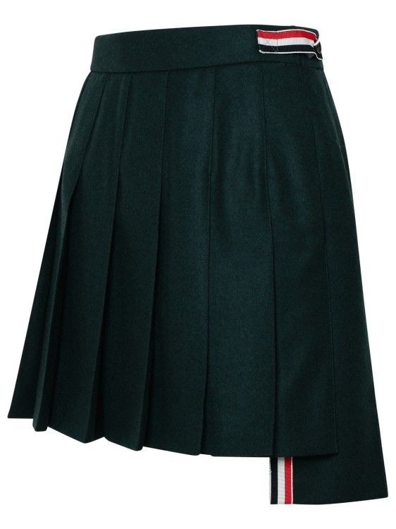 Shop Thom Browne Black Pleated Skirt In Green