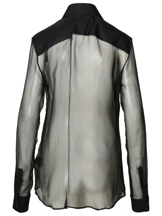 Shop Balmain Black Silk Shirt In Grey