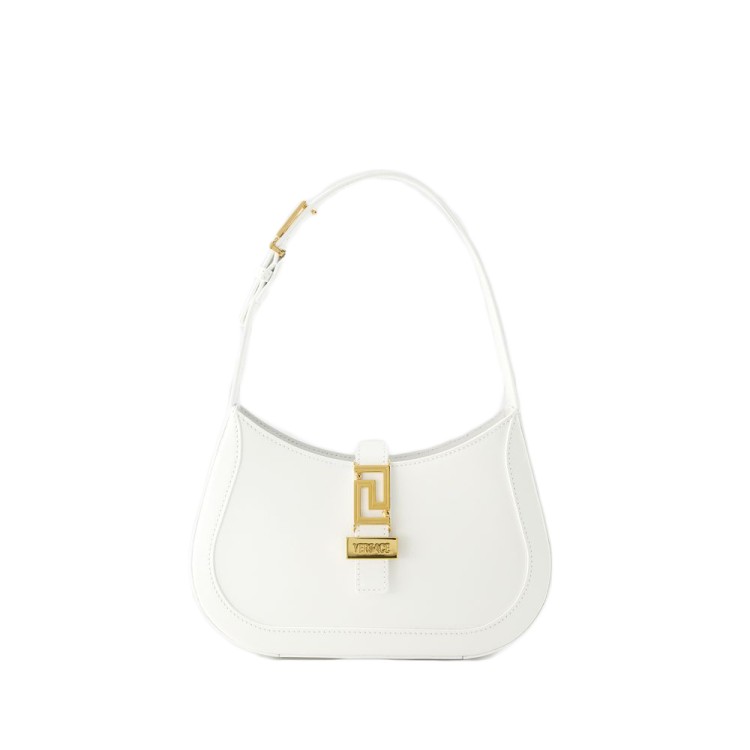 Shop Versace Greca Goddess Small Hobo Bag - Leather - White