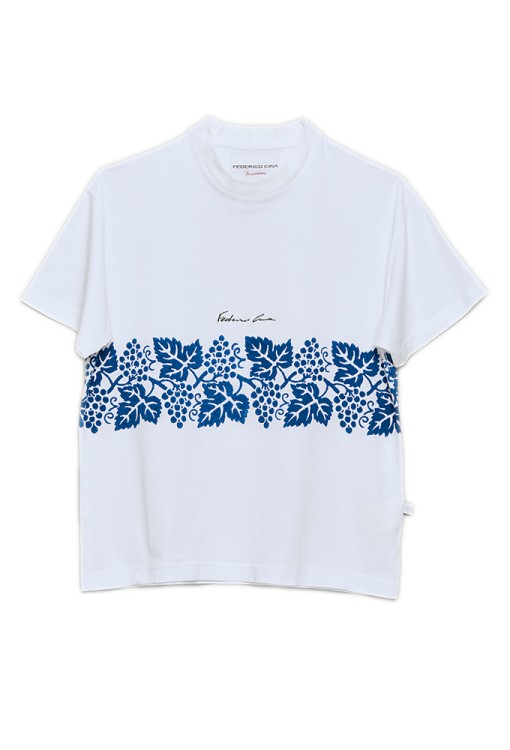 Federico Cina La Sangiovese T-shirt. Print: Il Vigneto In White