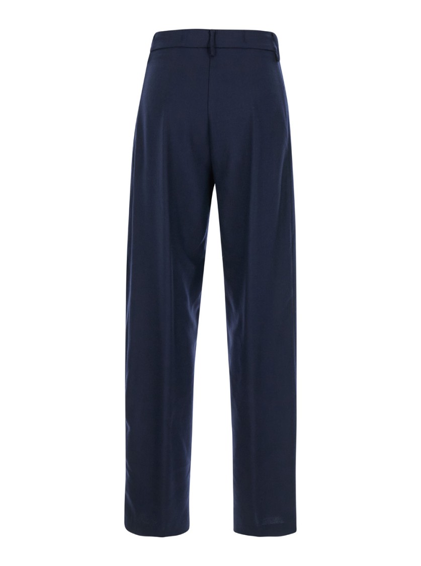 Semicouture Buddy Blue Pants With Drawstring Waist In Cotton Woman In Blue