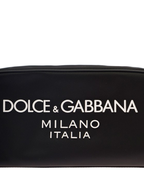 Shop Dolce & Gabbana Black Beauty Case With Contrasting Logo In Fabric And Leather
