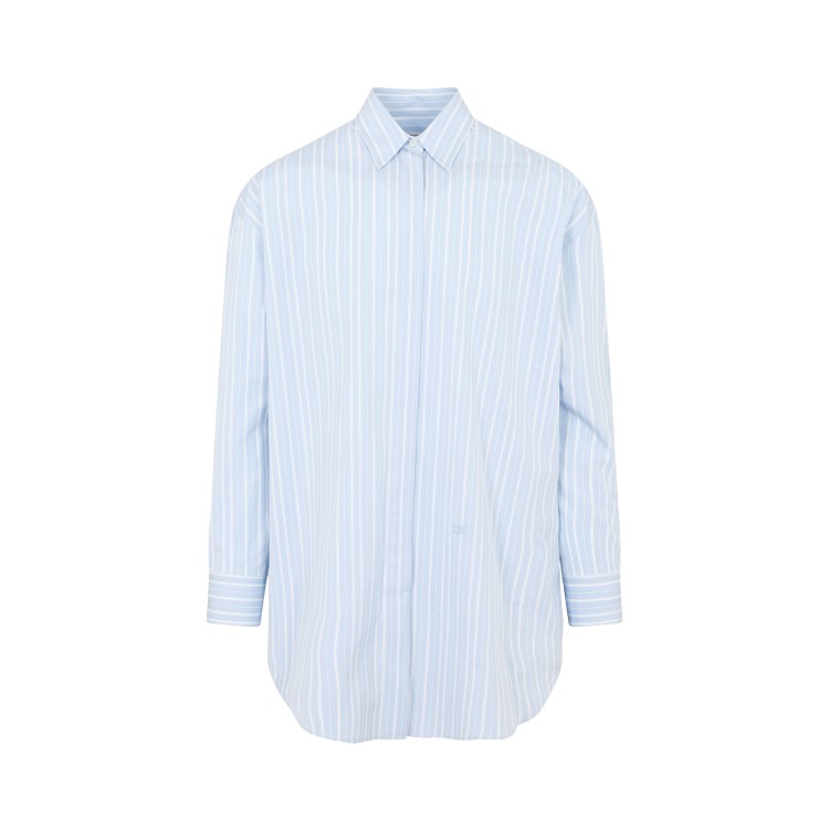 Shop Off-white Light Blue Stripe Poplin Round Zip Shirt