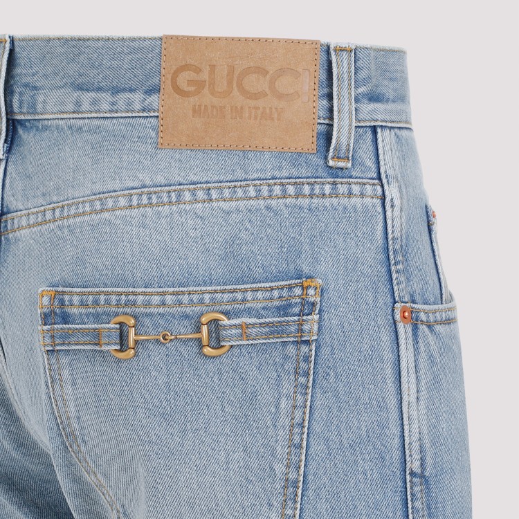 Shop Gucci Blue Mix Cotton Jeans