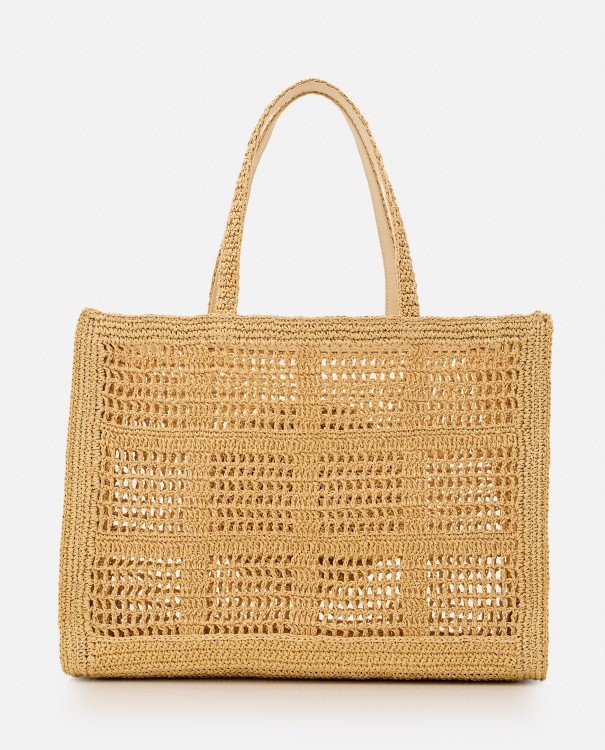 Shop Tory Burch Ella Hand-crocheted Large Tote Bag In Brown