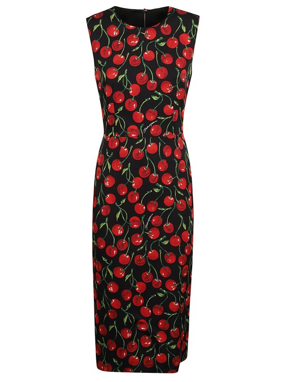 Shop Dolce & Gabbana Cherry-print Midi Dress In Multicolor