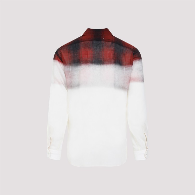 Shop Maison Margiela Ls Red And Black Wool Shirt In White