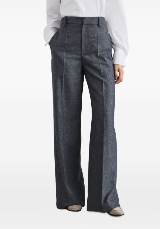 Brunello Cucinelli Wide-leg Tailored Trousers With Front Pleats In Grey