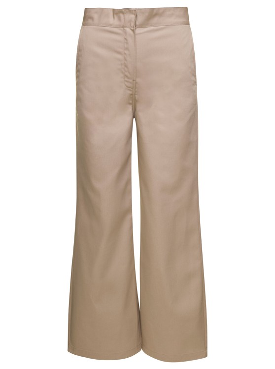 Shop Palm Angels Beige Wide Pants With Concealed Fastening In Polyester Blend In Pink