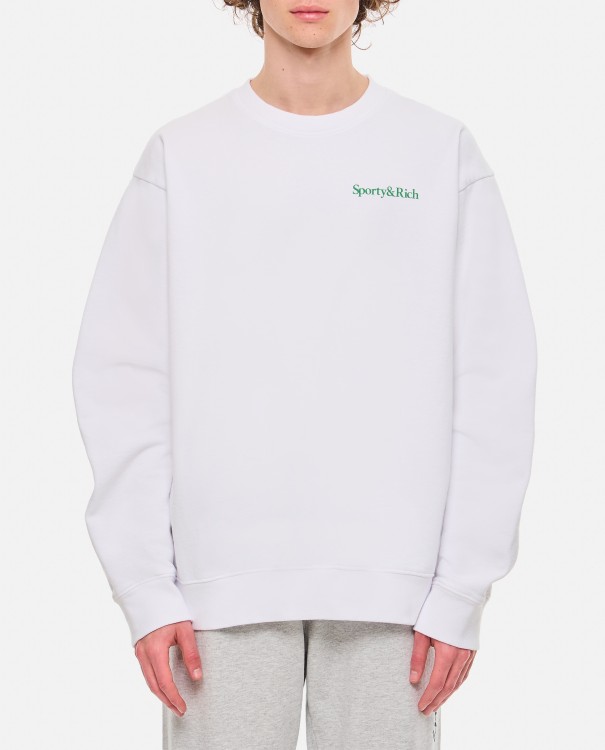 Shop Sporty And Rich Drink More Water Crewneck Sweatshirt In White