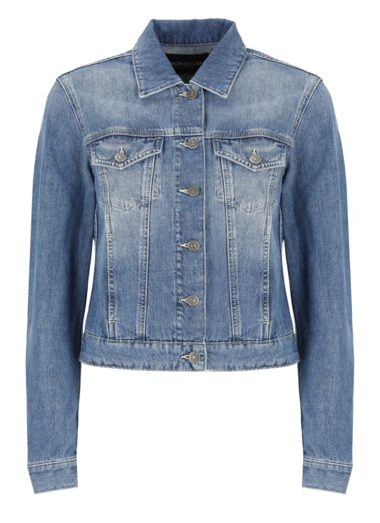 Dondup Denim Jacket With Long Sleeves And Collared Neck In Blue