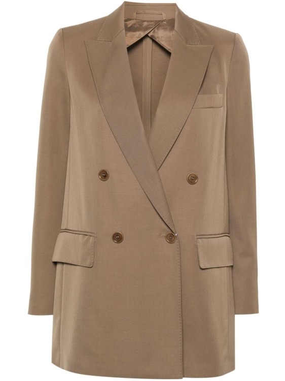 Shop Max Mara Double Breasted Blazer In Brown