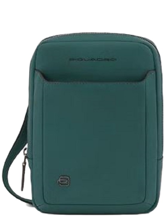 Piquadro Green Leather Shoulder Bag