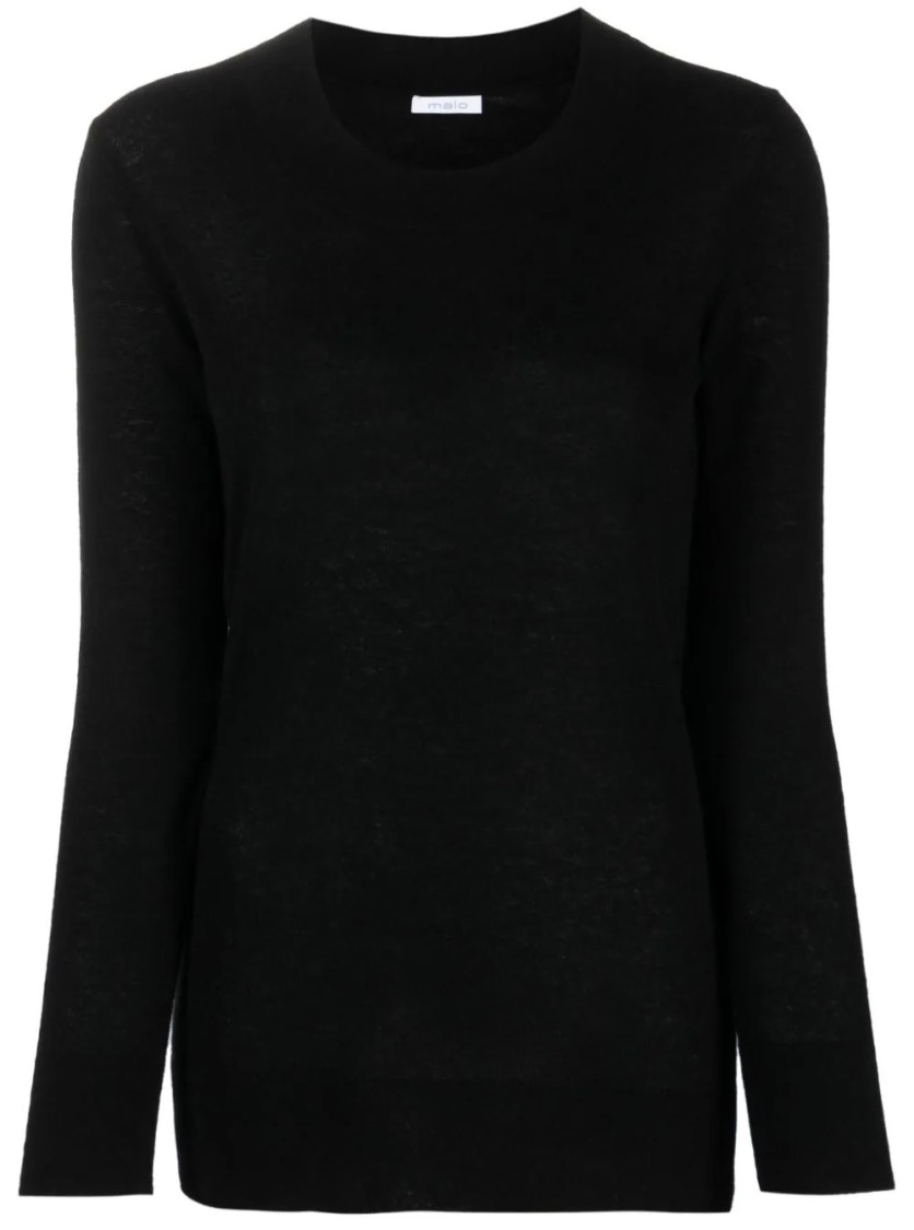 Malo Crew-neck Cashmere Blend Knitwear In Black