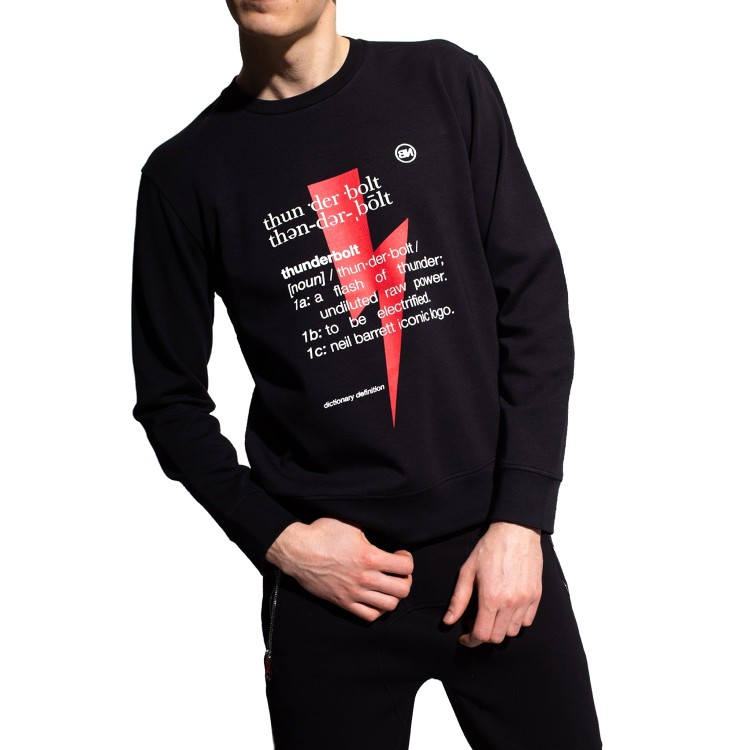 Shop Neil Barrett Black Cotton Blend Logo Sweatshirt