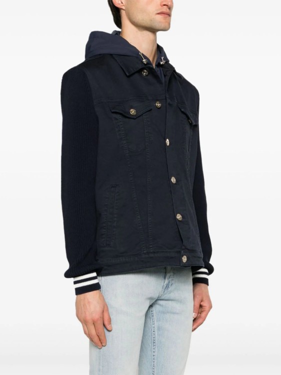 Shop Eleventy Hooded Denim Jacket In Black