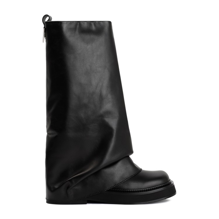 Shop Attico Black Leather Robin Combat Boots