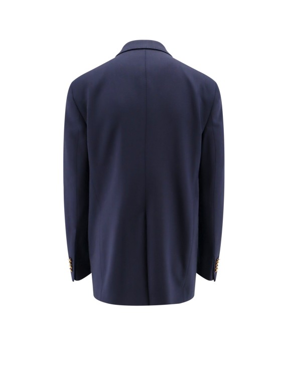 Shop Tagliatore Wool Blend Blazer With Gold Buttons In Blue