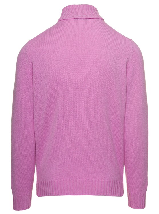 Shop Gaudenzi Pink Turtleneck With Roll-collar In Wool And Cashmere