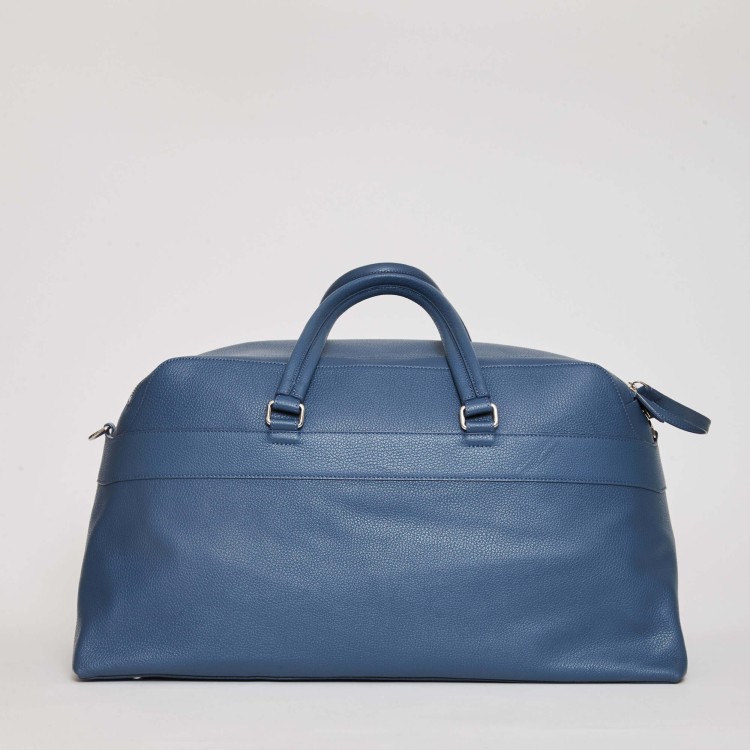 Shop Orciani Leather Travel Bag In Avio Blue