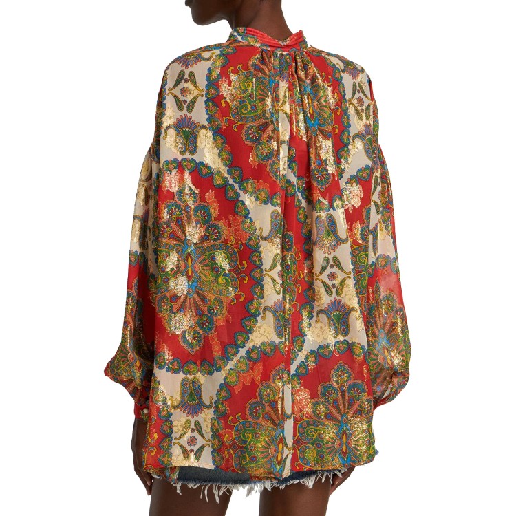 Etro Silk Printed Shirt Women In Brown