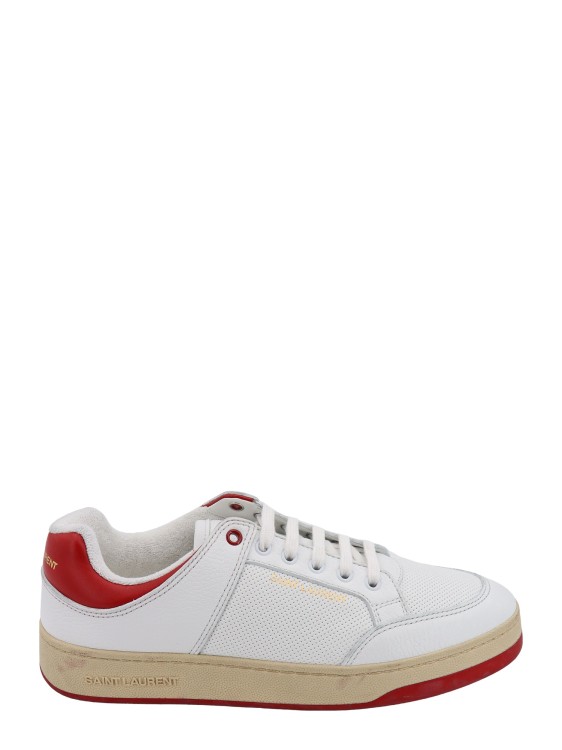 Shop Saint Laurent Perforated Leather Sneakers In White