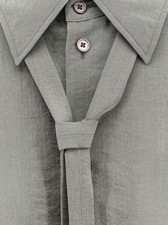 Shop Lemaire Maxi Length Shirt With Tie In Grey