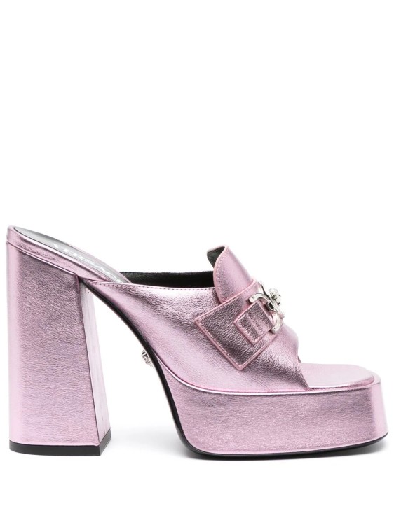 Shop Versace Medusa '95 Pink Mules Shoes In Purple
