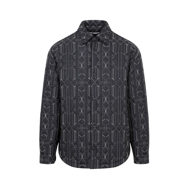 Shop Palm Angels Grey Anthracite All Monogram Quilted Over Shirt In Black