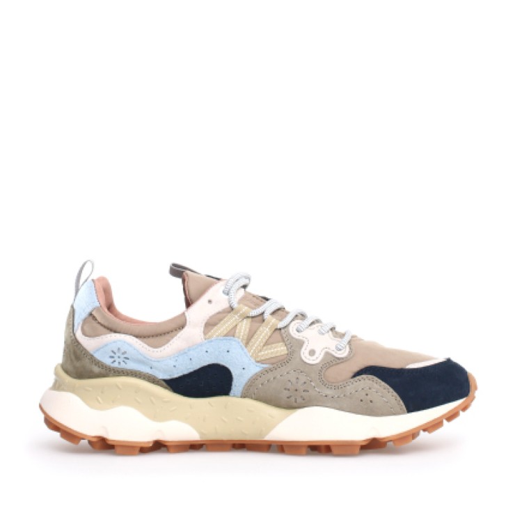 Shop Flower Mountain Yamano Blue Beige Sneakers And Blue Inserts And Beige Nylon In Multicolor