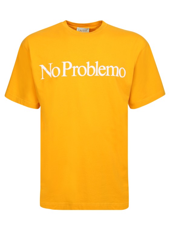 Shop Aries Slogan Print Orange T-shirt