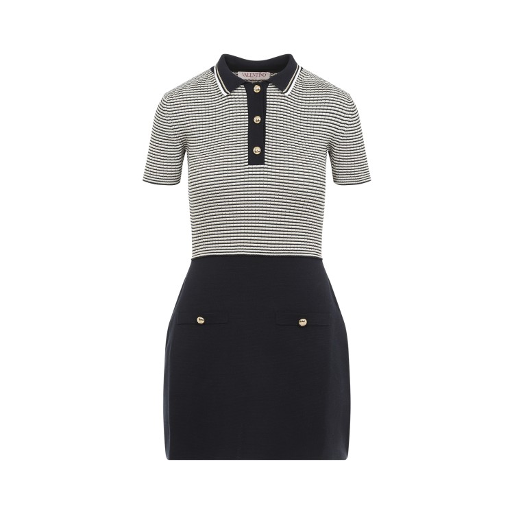 Valentino Multicolor Cotton Mini Dress In Black