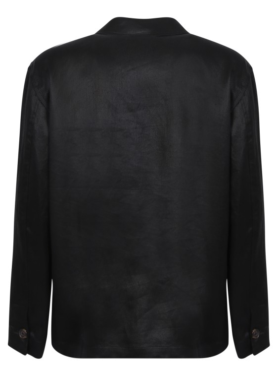 Shop Lardini Black Linen Shirt Jacket