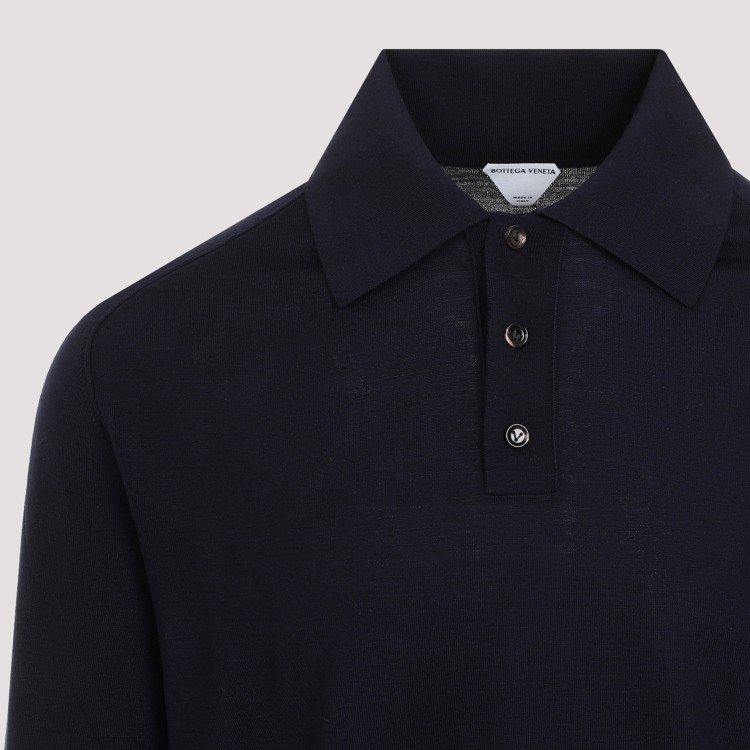 Shop Bottega Veneta Long Sleeves Polo In Blue