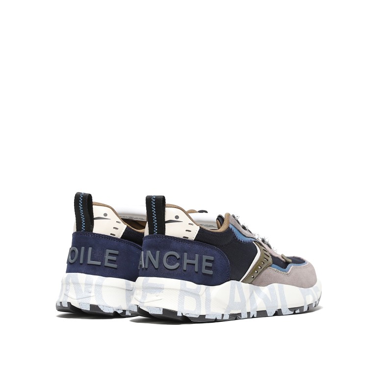 Shop Voile Blanche Club Sneakers In Blue Technical Fabric And Sand Suede In Multicolor
