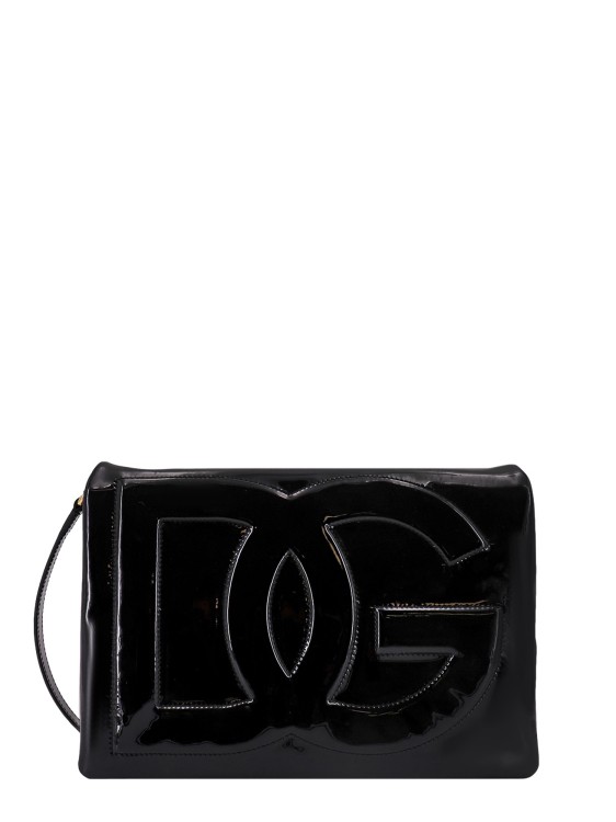 Dolce & Gabbana Patent Leather Shoulder Bag With Monogram In Black