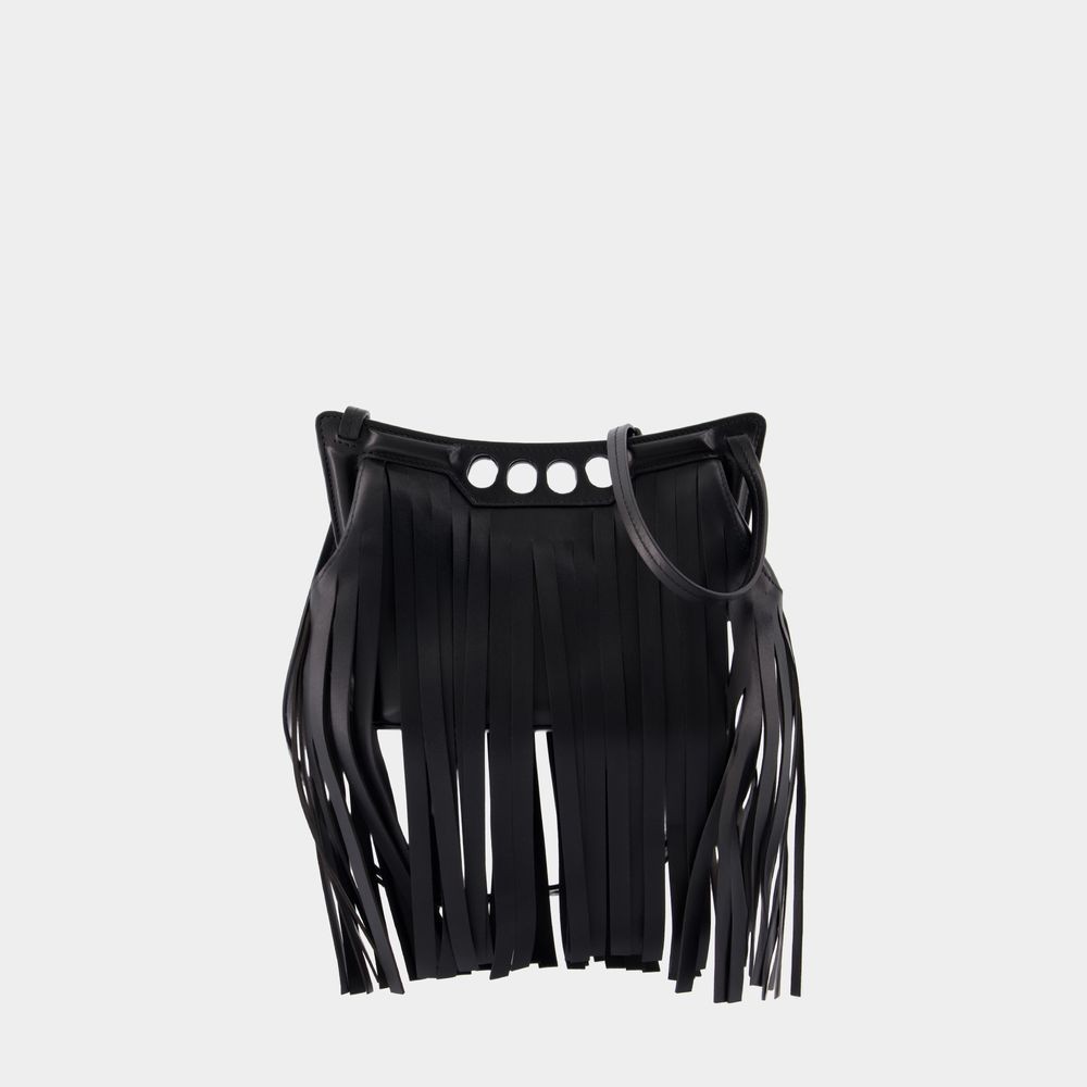 Alexander Mcqueen Stylish Mini Peak Fringed Crossbody Bag In Black