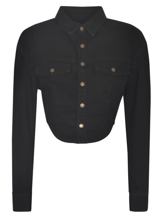 Shop Darkpark Cropped Denim Jacket In Black